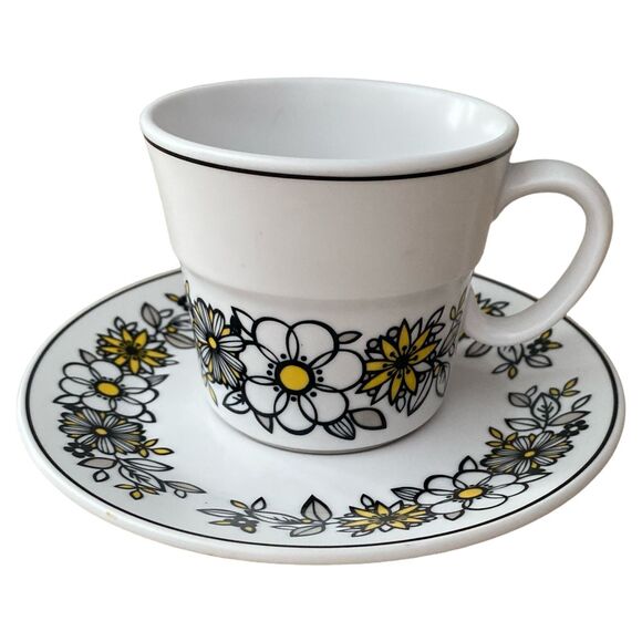 Noritake Progression China Tressa 9029 Cups & Saucers Set of 2 Floral Daisies - Picture 5 of 6